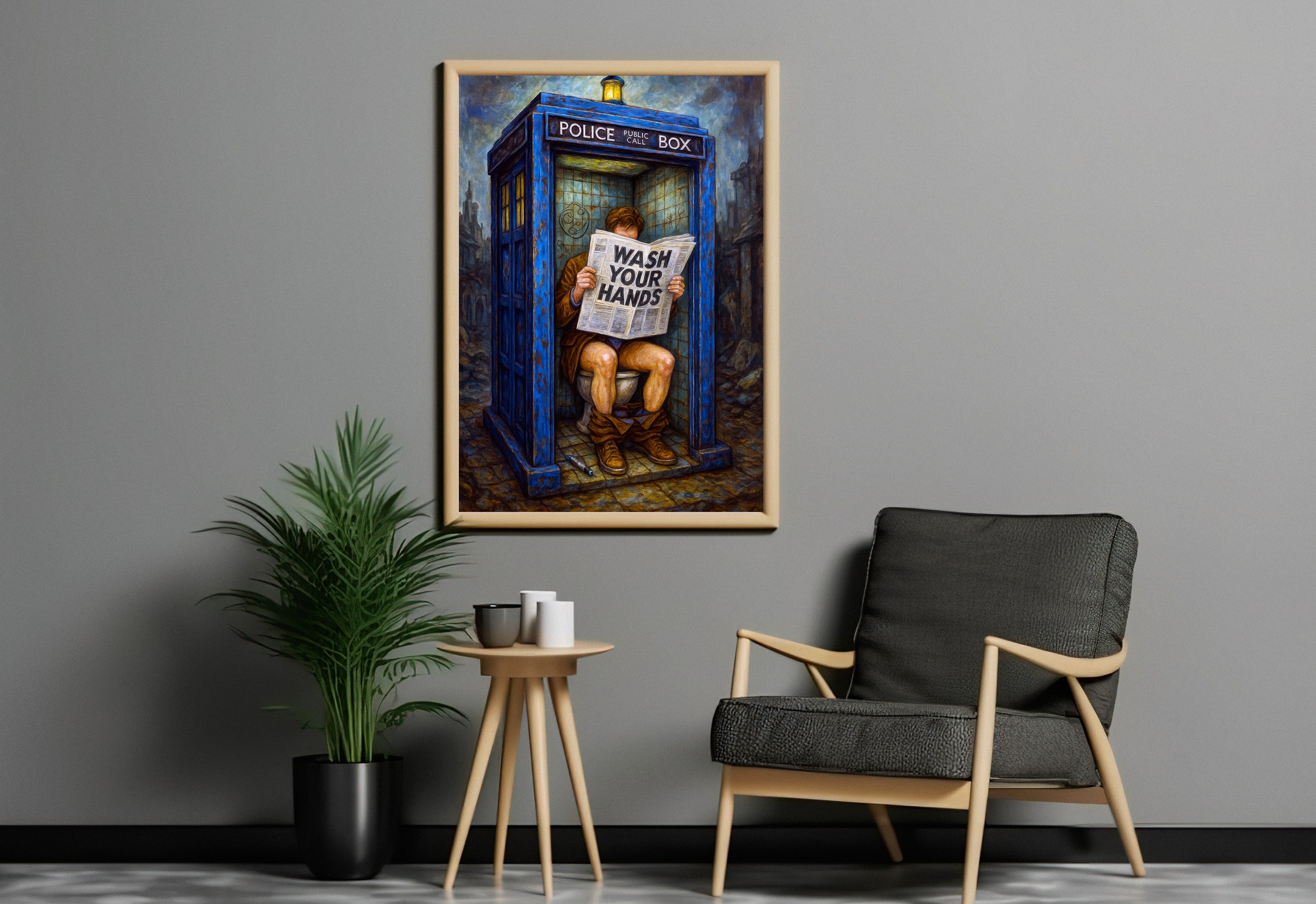 TRVLR .1 - Blue Box Bathroom Wall Art Print - Single VrA MU6