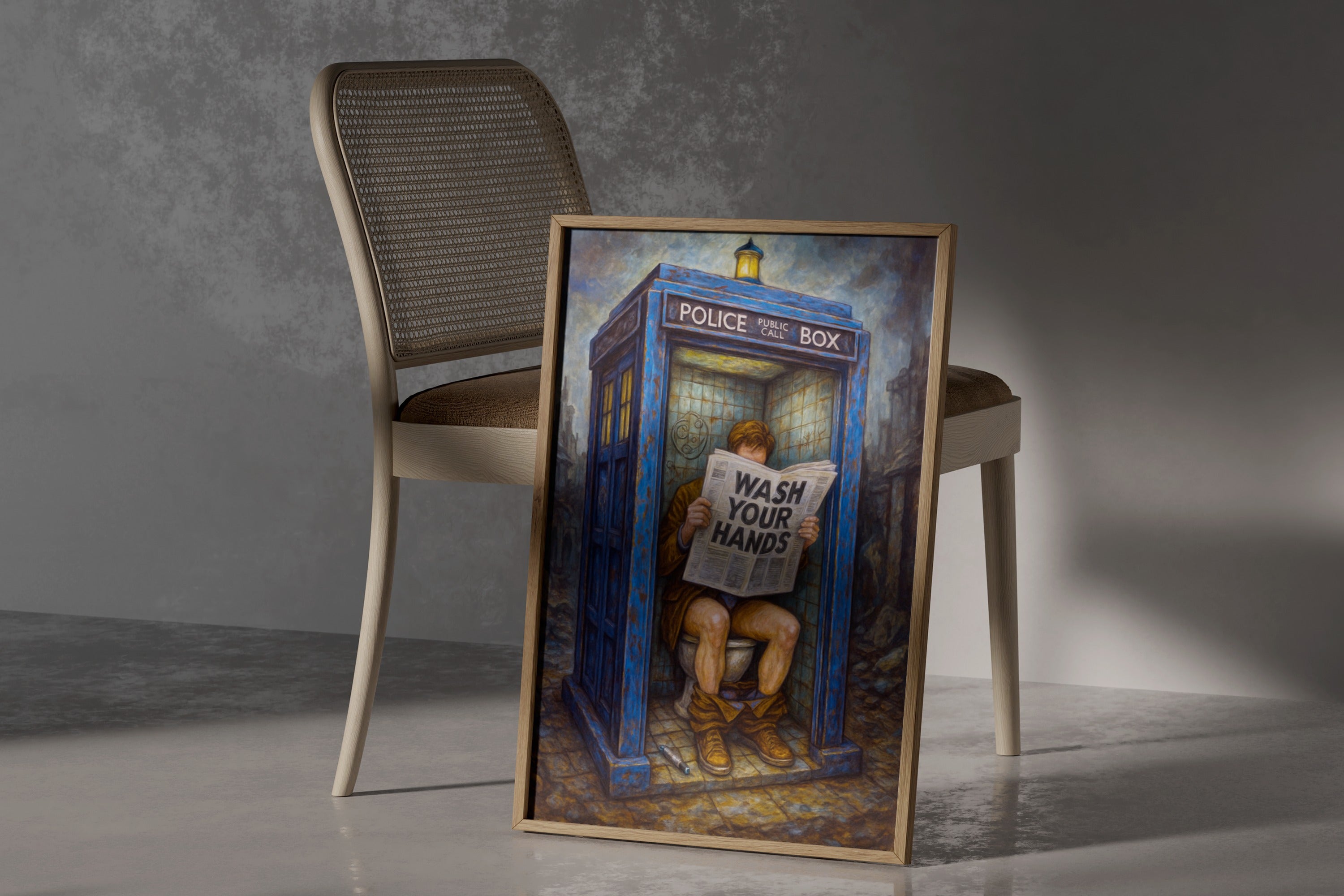 TRVLR .1 - Blue Box Bathroom Wall Art Print - Single VrA MU4