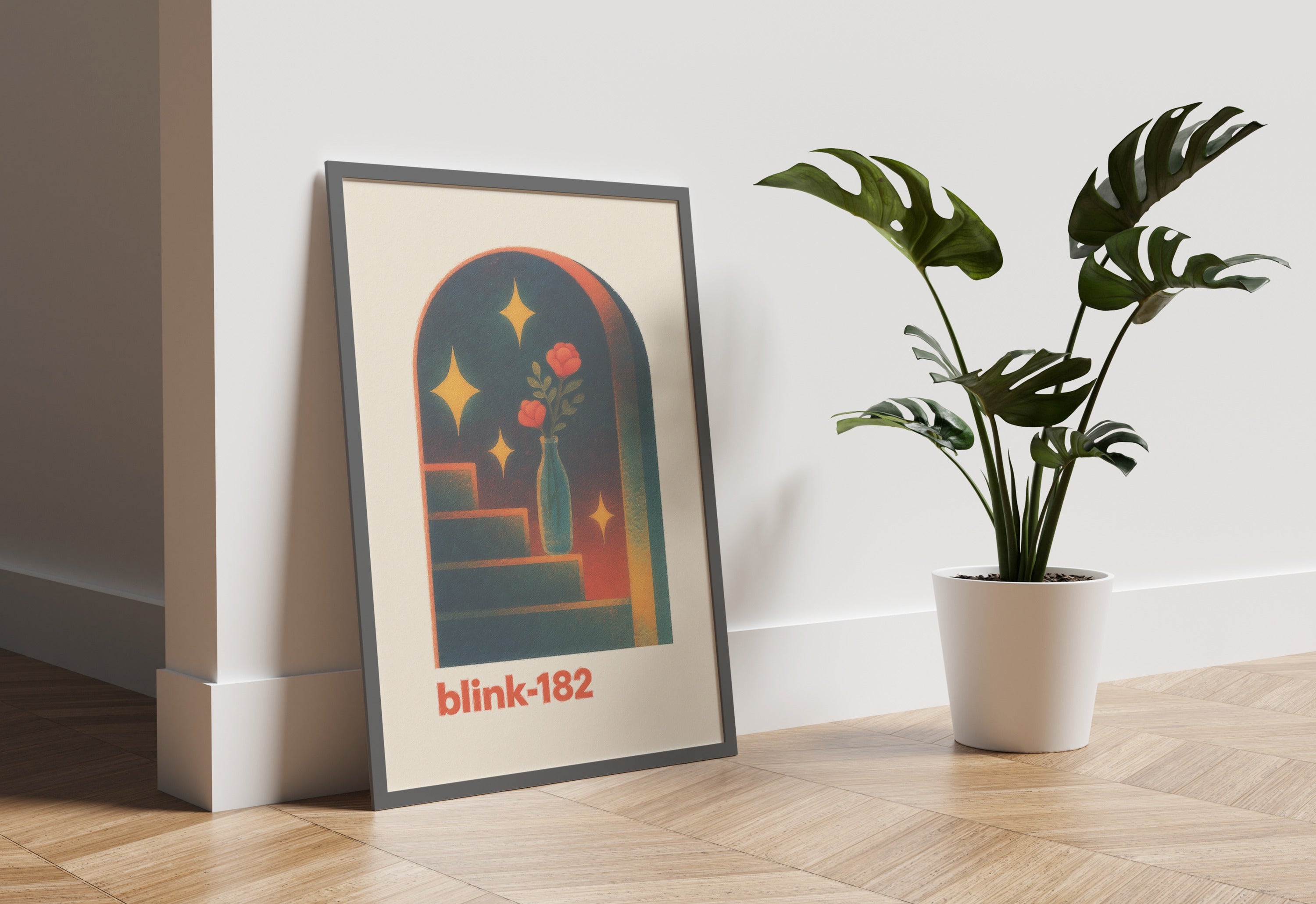 PNKRK .1 - Roses by the Stairs Wall Art Print - Single VrA MU7